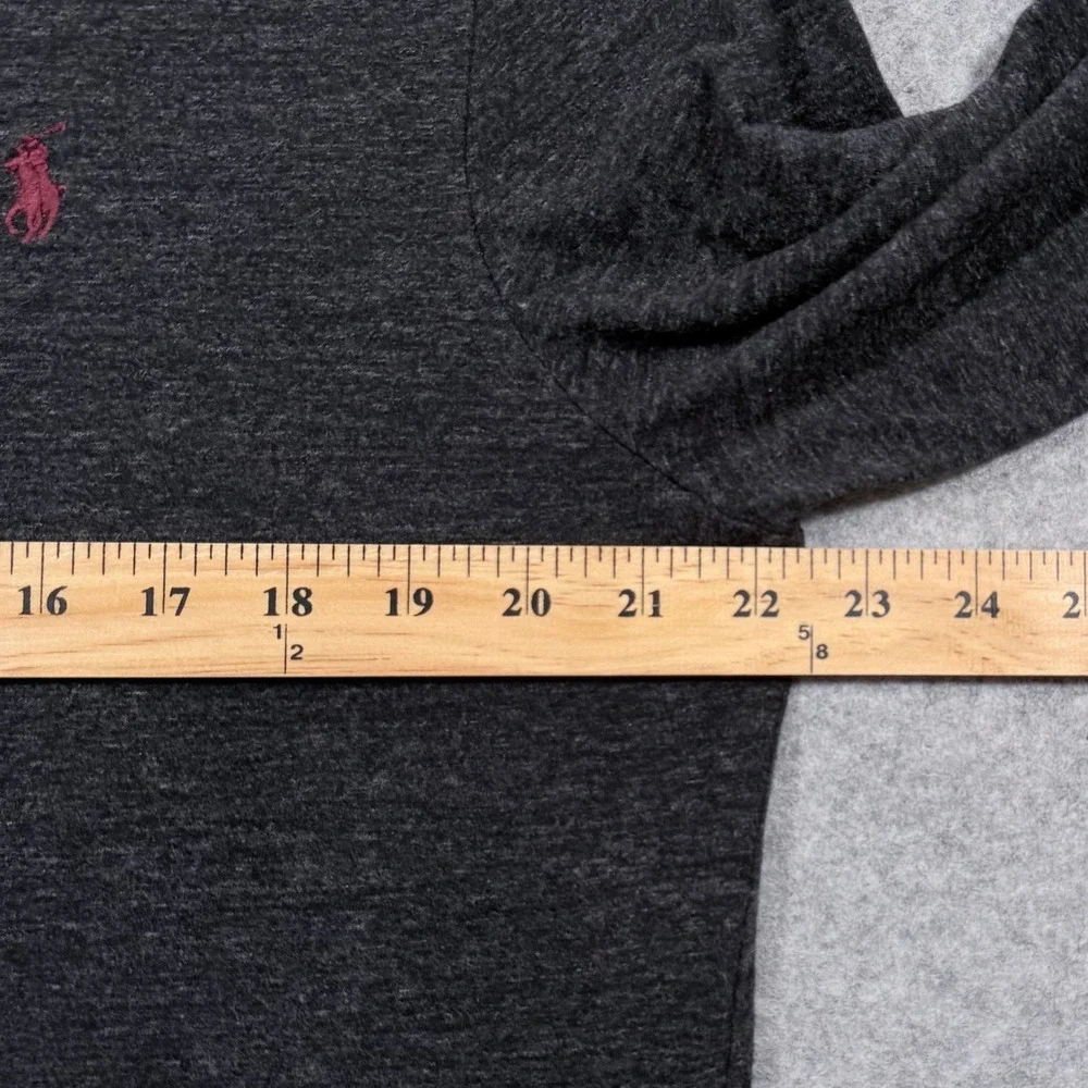 Polo Ralph Lauren Long Sleeve T-Shirt Mens Charcoal Large V-Neck Heathered Pony - Picture 4 of 9